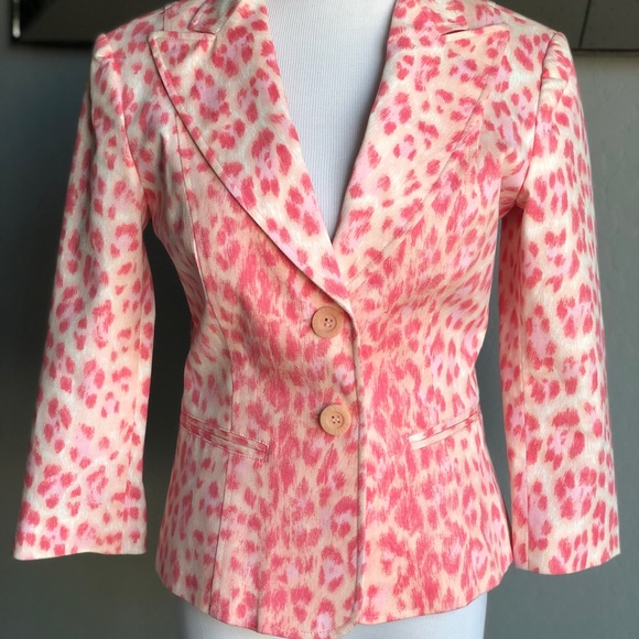 MOSCHINO jeans pink leopard blazer - Picture 2 of 11